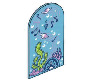 LEGO Medium Azure Glass for Window 1 x 6 x 7 with Curved top with Underwater Music (65066)