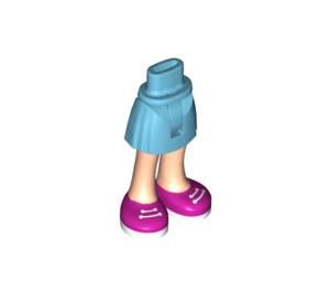 LEGO Medium azuurblauw Heup met Basic Gebogen Skirt met Magenta shoes met dun scharnier (2241)
