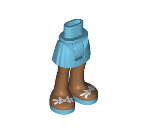 LEGO Medium Azure Hip with Basic Curved Skirt with Medium Azure Sandals with White Bows with Thick Hinge (35634 / 92820)