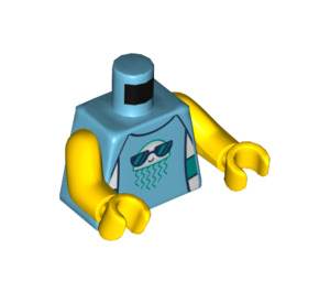 LEGO Medium asurblå Kid med Towel og Swim Trunks Minifigur Overkropp (973 / 76382)