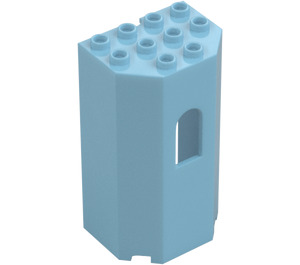 LEGO Azzurro medio Pannello 3 x 4 x 6 Turret Parete con Finestra (30246)