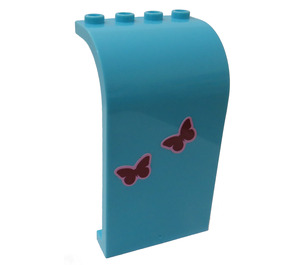 LEGO Medium Azure Panel 3 x 4 x 6 with Curved Top with two butterflies Sticker (2571)