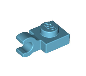 LEGO Mittleres Azure Platte 1 x 1 mit Horizontaler Clip (Dick geöffneter O-Clip) (52738 / 61252)