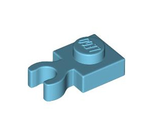 LEGO Medium Azure Plate 1 x 1 with Vertical Clip (Thick Open 'O' Clip) (44860 / 60897)