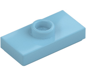 LEGO Medium Azure Plade 1 x 2 med 1 Stud (med riller) (3794 / 15573)