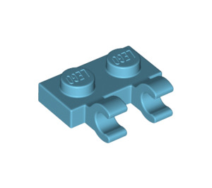 LEGO Azure moyen assiette 1 x 2 avec Horizontal Clips (Ouvrir les clips 'O') (49563 / 60470)