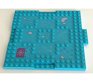 LEGO Medium azuurblauw Plaat 16 x 16 x 0.7 met Snow en Magenta Rug (29234)