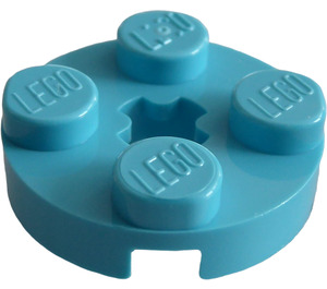 LEGO Medium azuurblauw Plaat 2 x 2 Ronde met As Gat (met '+'-vormig asgat) (4032)