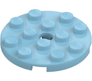 LEGO Medium Azure Plate 4 x 4 Round with Hole and Snapstud (60474)