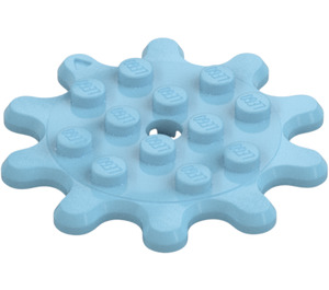 LEGO Medium Azure Plate Round 4 x 4 with 10 Gear Teeth (35443)