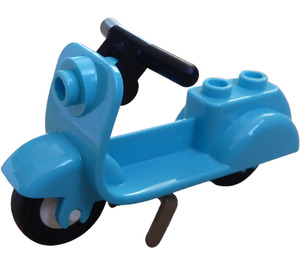 LEGO Medium Azure Scooter with Dark Tan Stand and Black Handlebars