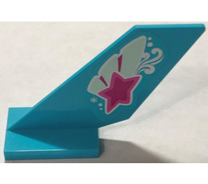 LEGO Medium Azure Shuttle Tail 2 x 6 x 4 with Magenta Star on Butterfly Wing Pattern on Both Sides Sticker (6239)