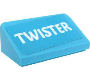 LEGO Mittleres Azure Steigung 1 x 2 (31°) mit "Twister" Name Platte Aufkleber (85984)