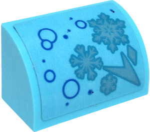 LEGO Azzurro medio Pendenza 1 x 2 Curvo con Ice Crystal e Snowflake - Destra Lato Adesivo (37352)