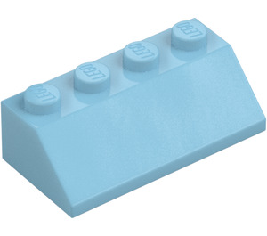 LEGO Medium Azure Skråning 2 x 4 (45°) med ru overflade (3037)