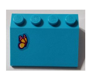 LEGO Medium azuurblauw Helling 3 x 4 (25°) met Butterfly Sticker (3297)