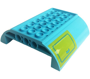 LEGO Medium Azure Backe 8 x 8 x 2 Böjd Omvänd Dubbel med Hatch med Handtag Klistermärke (54091)