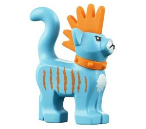 LEGO Medium Azure Standing Cat with Orange Mohawk and Collar