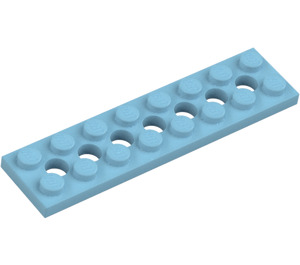 LEGO Medium Azure Technic Plate 2 x 8 with Holes (3738)