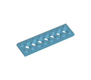 LEGO Medium azuurblauw Technic Plaat 2 x 8 met Gaten (3738)
