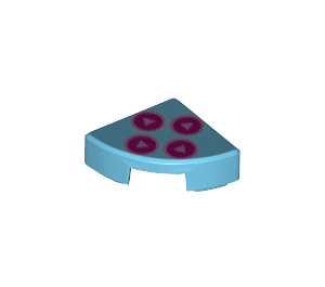 LEGO Medium azuurblauw Tegel 1 x 1 Kwart Cirkel met Controller Buttons (25269 / 82771)