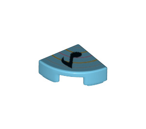 LEGO Medium azuurblauw Tegel 1 x 1 Kwart Cirkel met Single Musical Note (25269 / 73018)