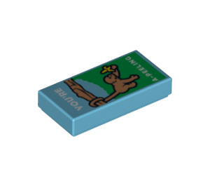 LEGO Medium Azure Tile 1 x 2 with "YOU'RE A-PEELING" with Groove (3069 / 21656)