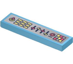 LEGO Medium Azure Tile 1 x 4 with Control Panel Sticker (2431)