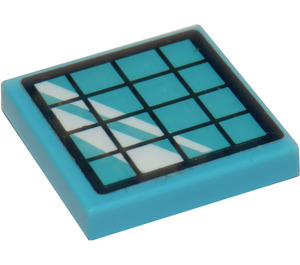 LEGO Medium Azure Tile 2 x 2 with Dark Blue and Medium Azure Solar Panel Sticker with Groove (3068)
