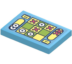 LEGO Medium Azure Tile 2 x 3 with Noughts and Crosses Sticker (26603)