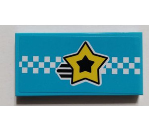 LEGO Medium Azure Tile 2 x 4 with Shooting Star Sticker (87079)