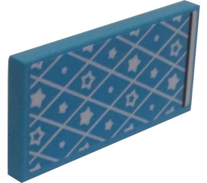 LEGO Medium Azure Tile 2 x 4 with Stars Blanket Sticker (87079)