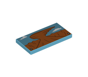 LEGO Medium Azure Tile 2 x 4 with Willy's Butte (33631 / 87079)