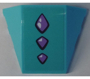 LEGO Medium azuurblauw Wig Gebogen 3 x 4 Drievoudig met Purple Jewels Sticker (64225)