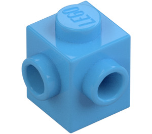 LEGO Medium Blue Brick 1 x 1 with Two Studs on Adjacent Sides (26604)