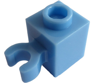 LEGO Mittelblau Backstein 1 x 1 mit Vertikale Clip (O-Clip öffnen, Hohlbolzen) (60475 / 65460)