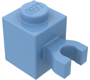 LEGO Medium Blue Brick 1 x 1 with Vertical Clip ('U' Clip, Solid Stud) (30241 / 60475)