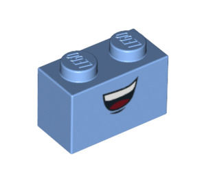LEGO Bleu moyen Brique 1 x 2 avec smile avec Haut Les dents avec tube inférieur (3004 / 94872)