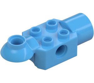 LEGO Medium Blue Brick 2 x 2 with Horizontal Rotation Joint and Socket (47452)