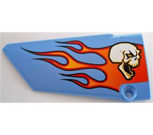 LEGO Medium Blue Curved Panel 17 Left with Skull and Flames Sticker (64392)