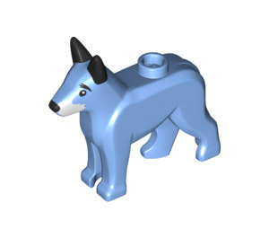 LEGO Mittelblau Hund - Alsatian mit Schwarz Ohren und Weiß Facial Haar (36615 / 92586)