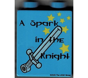 LEGO Medium Blue Duplo Brick 1 x 2 x 2 with A Spark in the Knight without Bottom Tube (4066)