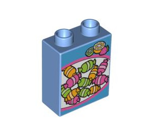 LEGO Medium Blue Duplo Brick 1 x 2 x 2 with Candy without Bottom Tube (4066 / 61260)