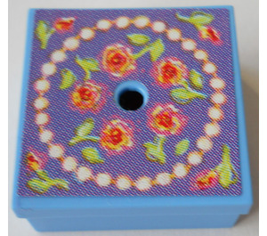LEGO Bleu moyen Gift Parcel avec Film Charnière avec Necklace et Roses   Autocollant (33031)