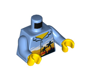 LEGO Medium Blue Man in Hawaiian Shirt Minifig Torso (973 / 76382)