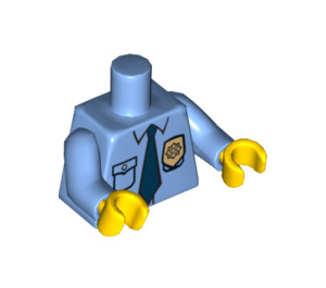 LEGO Mittelblau Minifigure Torso Collared Shirt mit Button Pocket, Sheriff's Badge, und Blau Tie (76382 / 88585)