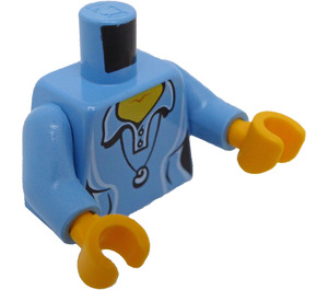 LEGO Mittelblau Minifigur Torso Polo Hemd mit Weiß Accents, Shell Halskette (973 / 76382)