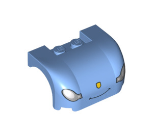 LEGO Medium Blue Mudguard Bonnet 3 x 4 x 1.7 Curved with Headlights, Thin Smile and Nose (93587 / 94738)