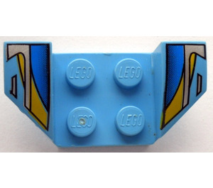 LEGO Medium blauw Spatbord Plaat 2 x 2 met Flared Wiel Arches met Blauw, Geel  (41854)