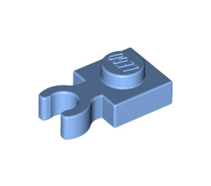 LEGO Mittelblau Platte 1 x 1 mit Vertikale Clip (Dick geöffneter O-Clip) (44860 / 60897)